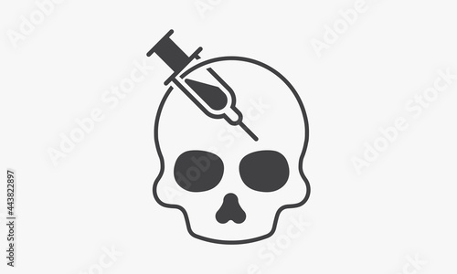 syringe skull drugs addicted icon isolated on white background.
