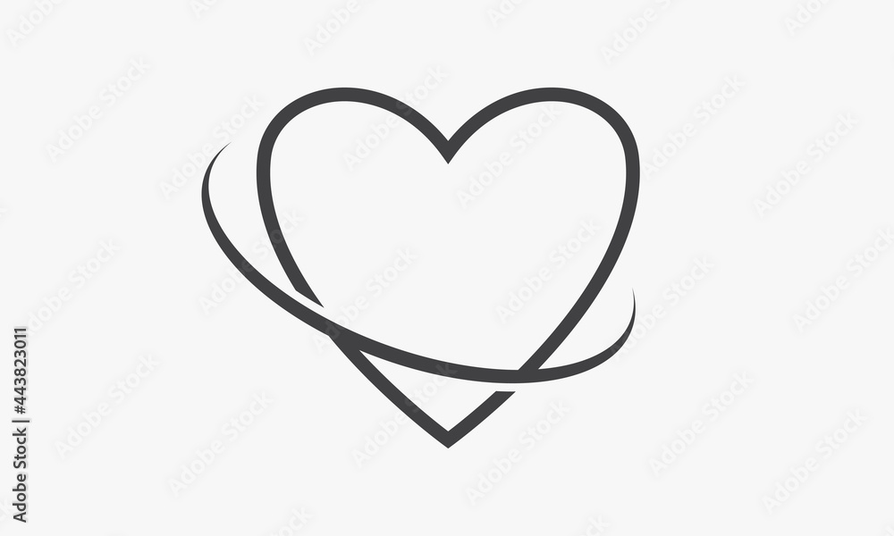 line icon curve heart isolated on white background