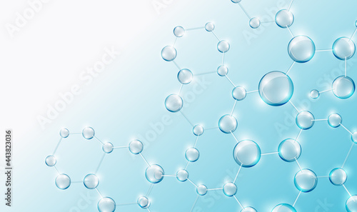 Glass molecules vector design. Scientific banner for medicine, biology, chemistry or physics template. Science abstract background with molecular structure. Vector EPS10