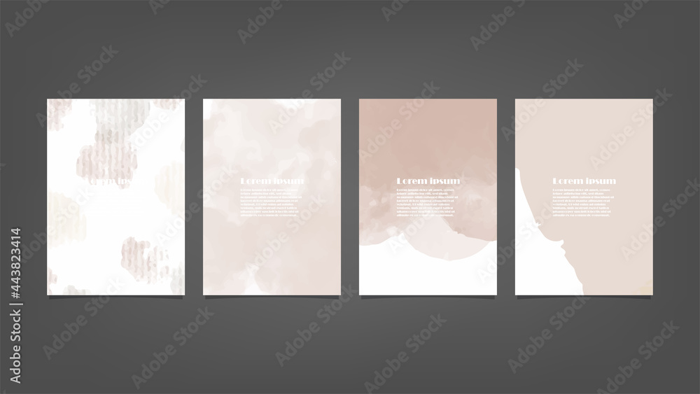Set of brown vector watercolor backgrounds for poster, brochure or flyer, Bundle of watercolor posters, flyers or cards. Banner template.