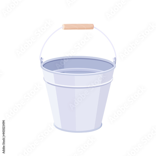 Metal pail. Empty bucket isolated on a white background.
