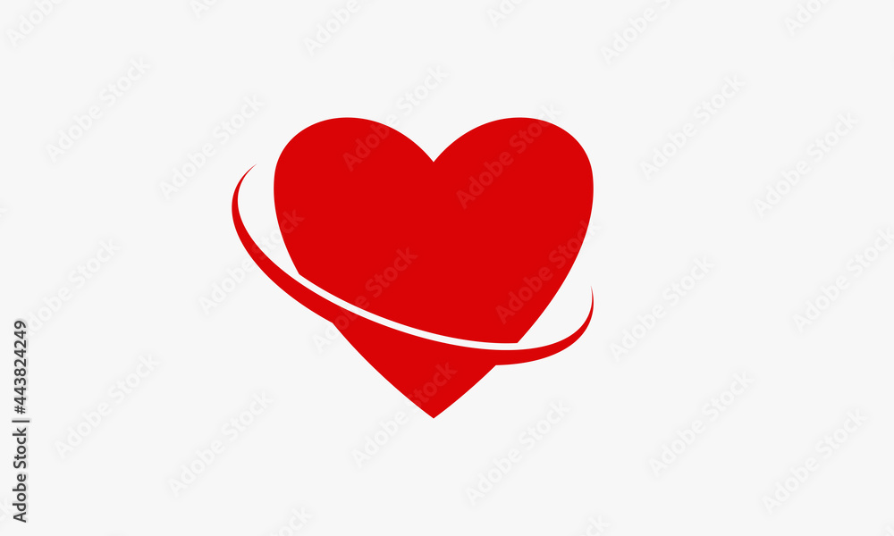 curved heart vector on white background.