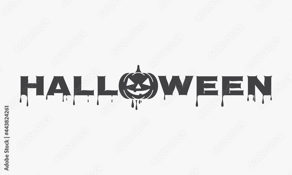 halloween text with pumpkin icon design vector.