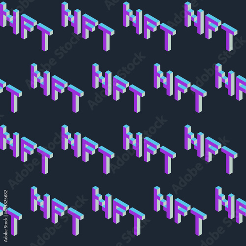 Summer seamless geometric pattern featuring a non-interchangeable token, NFT. Cryptocurrency, digital currency. Vector design for web banner, business presentation.