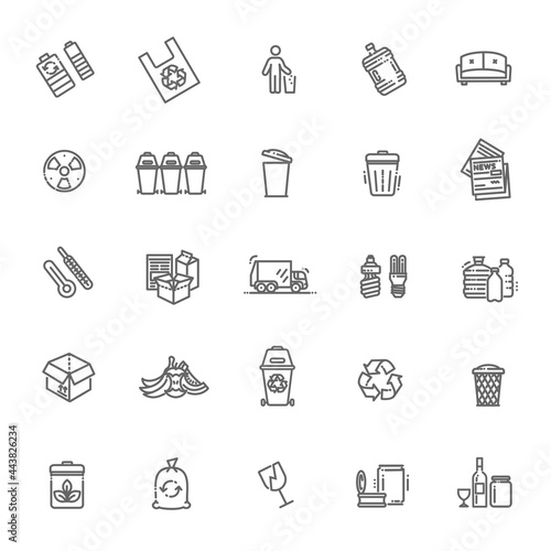Garbage Vector Line Icons Set. Garbage icons set