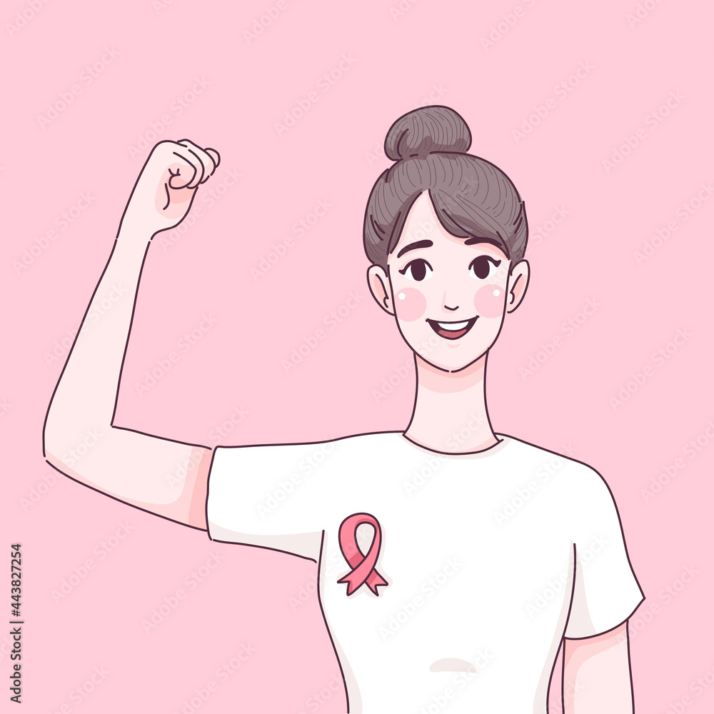girl strong character design of vector. stay strong together. world cancer day. girl strong character design of vector. stay strong together. world cancer day.