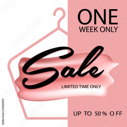 One week only sale. Sale offer price sign. Brush vector banner. Discount text. Vector