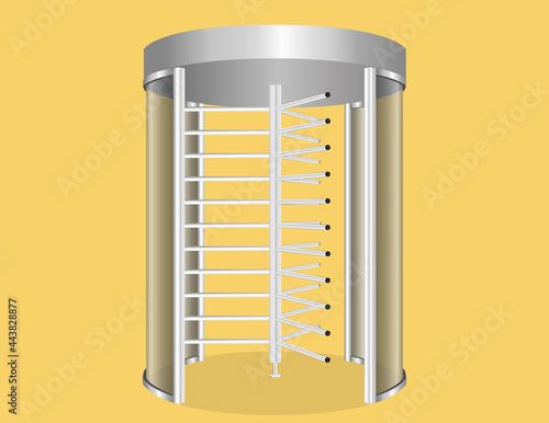 Controlled Access Full Height Turnstile. security gates vector illustration