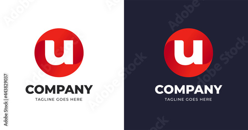 Letter U logo design template with circle shape style