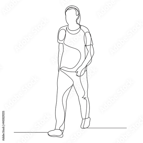 Fototapeta Naklejka Na Ścianę i Meble -  sketch man walking line drawing, isolated, vector