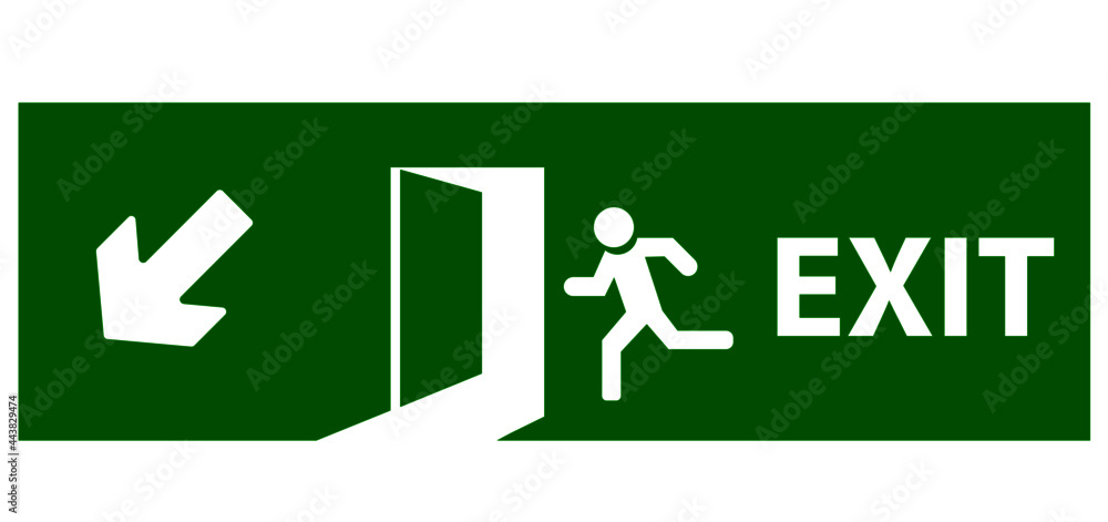 Emergency exit door. The fire exit emergency door guides the safe exit. Safe exit concept. Vector design Eps 10. Emergency exit door. The fire exit emergency door guides the safe exit. Safe exit concept. Vector design Eps 10.