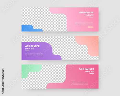 Web banner template set. Collection of horizontal banners design. Vector illustration.