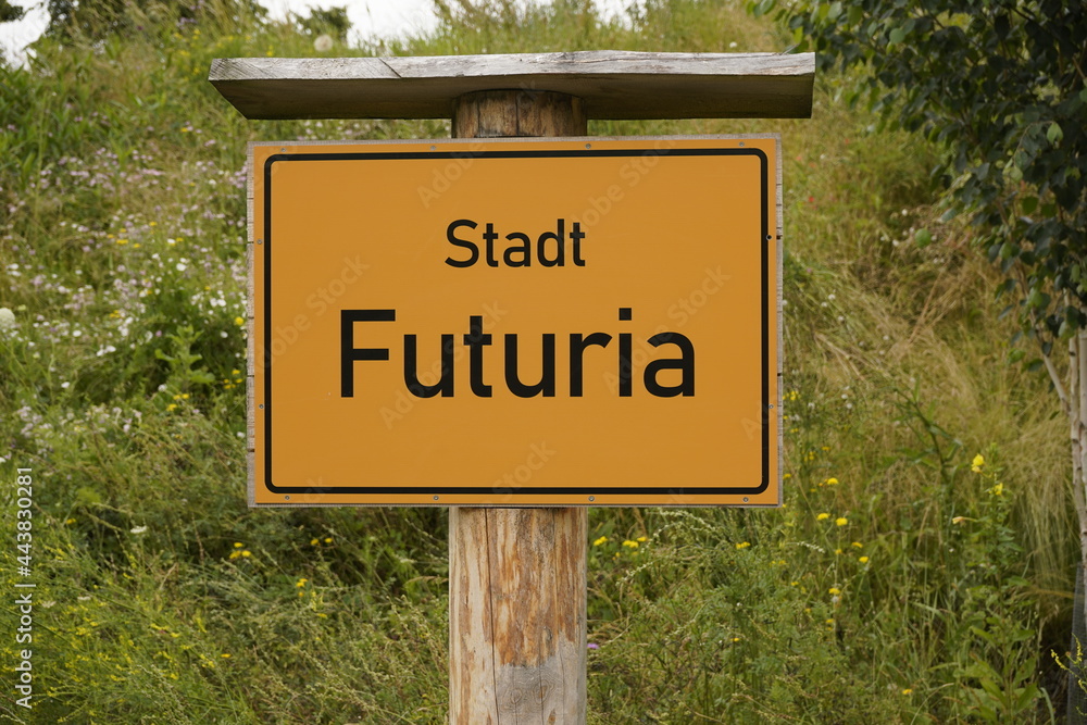 Place name sign Futuria, in Bavaria.