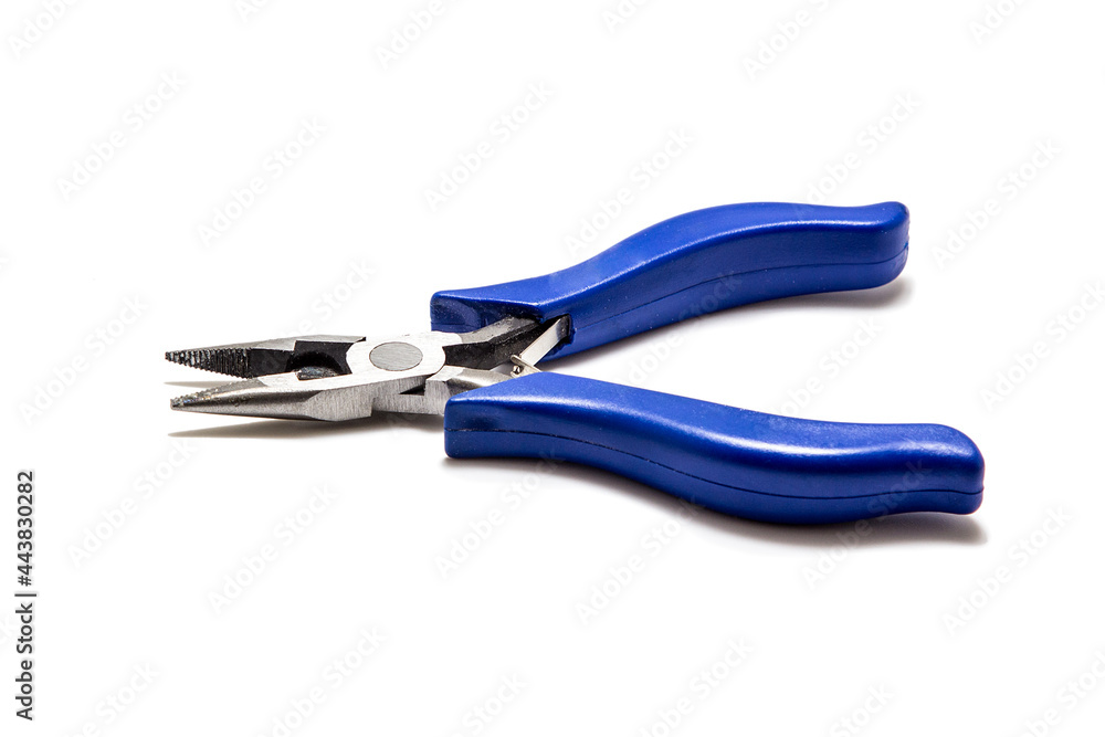 Blue pliers isolated on a white background Blue pliers isolated on a white background