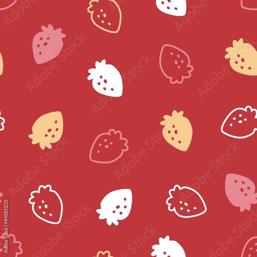 Summer and Strawberries Fruit Vector Graphic Seamless Pattern