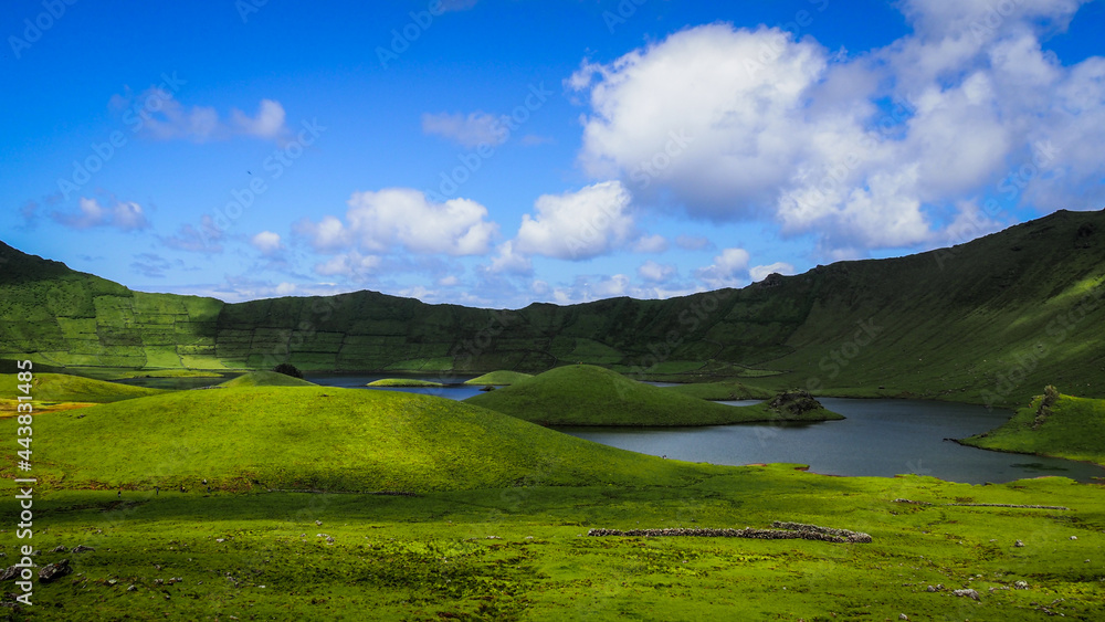 The landscape of Corvo island in the Azores The landscape of Corvo island in the Azores