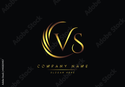 alphabet letters VS SV monogram logo, gold color elegant classical