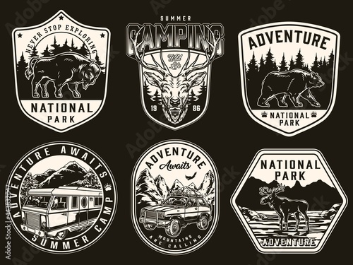 Camping and national park vintage prints
