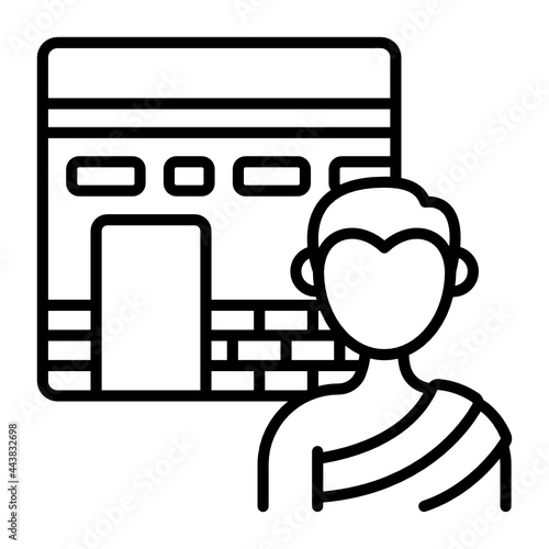 Pilgrim During Tawaf-e-Ziarat Concept,  Al-Masjid Al-Ḥaram Ziyarat Vector Icon Design, Eid al-Adha or Eid-ul-Kabir Symbol, Hajj Sign, Muslims religious Festival Stock illustration