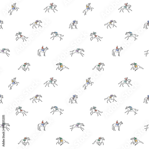 Photographie Horse racing seamless pattern