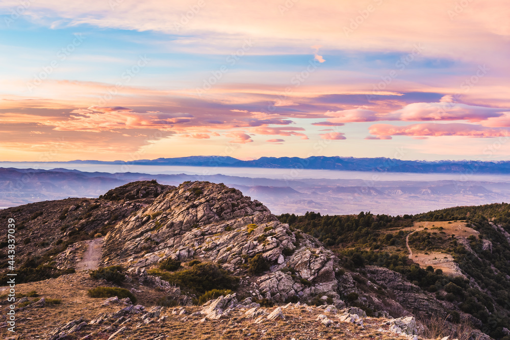 Beautiful colors of a sunset in the mountains.