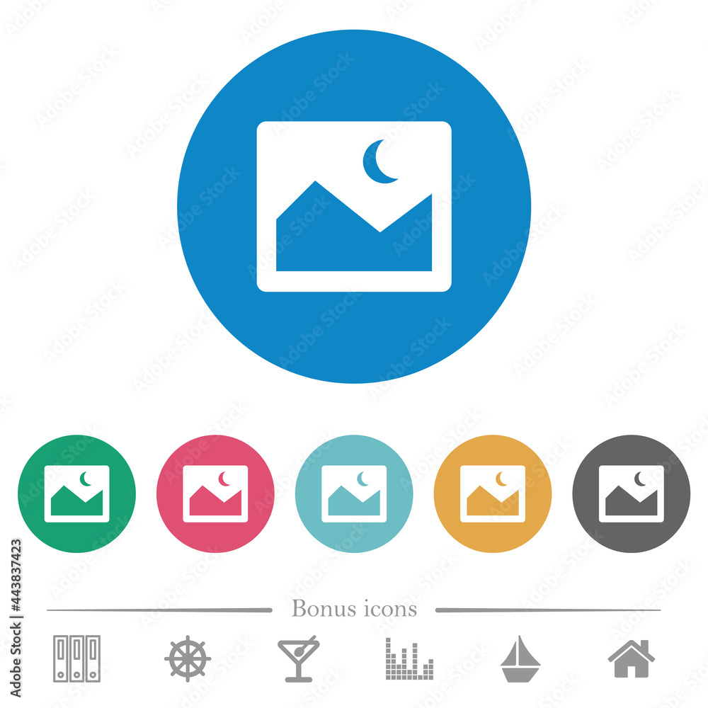 Night landscape flat round icons Night landscape flat round icons