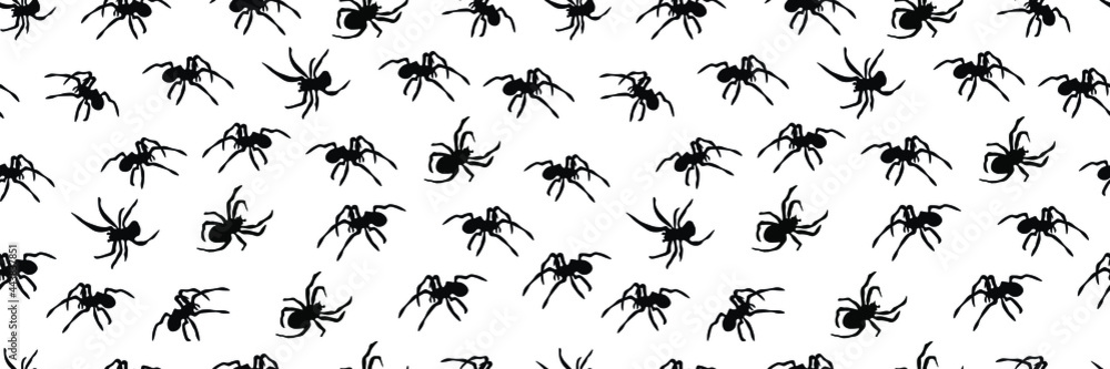 Black spiders, insect pattern. Seamless Vector illustration. Black spiders, insect pattern. Seamless Vector illustration.