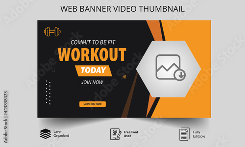 Fitness gym training video thumbnail design for any videos. Fitness gym customizable video thumbnail and web banner Fitness gym training class thumbnail design for any videos.
