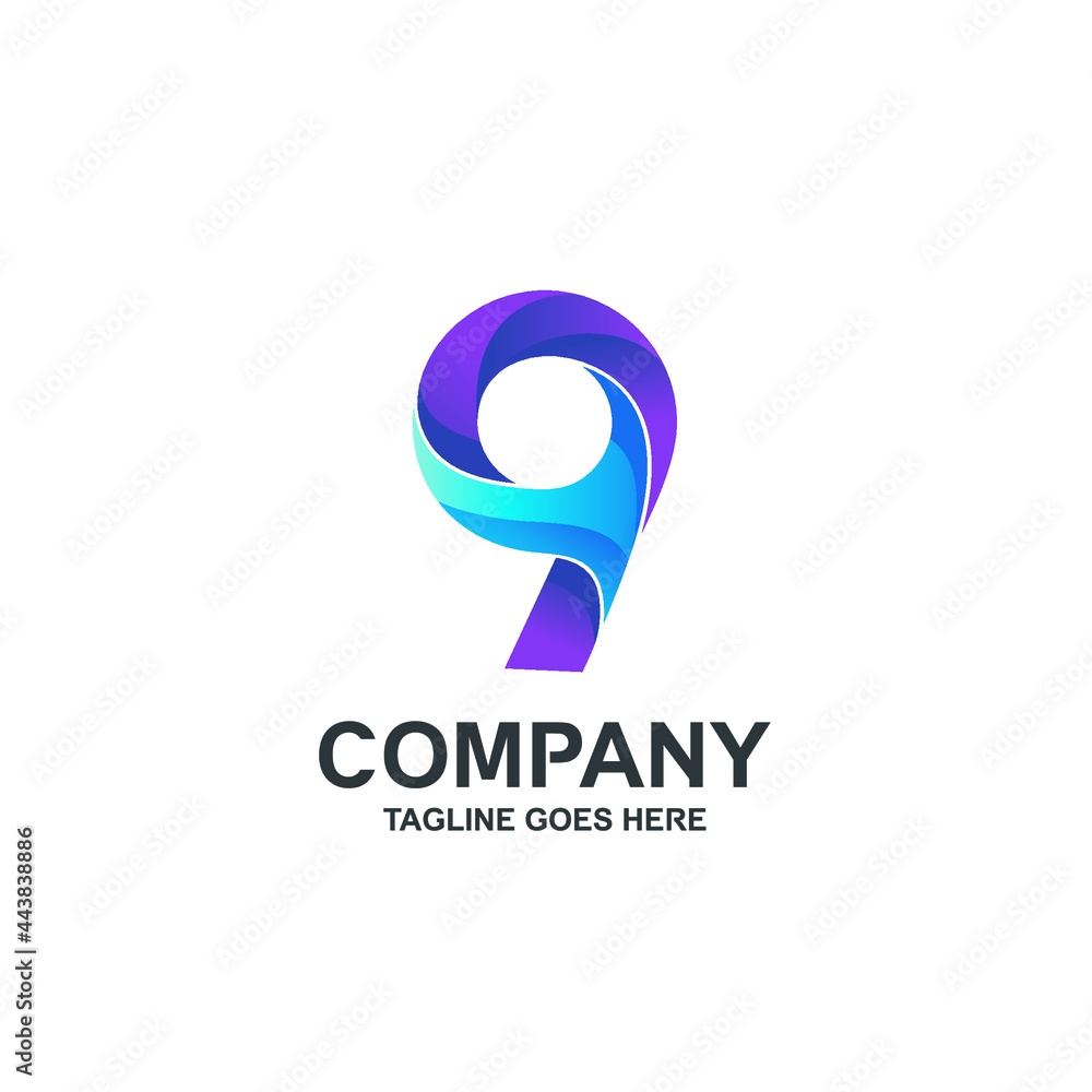 Number 9 logo design in vector Number 9 logo design in vector