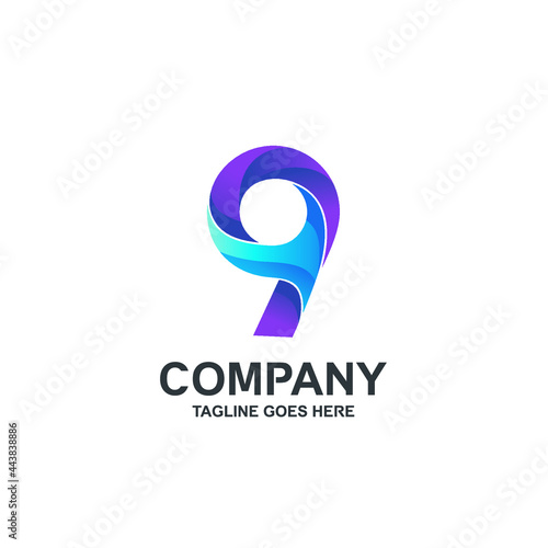 Number 9 logo design in vector