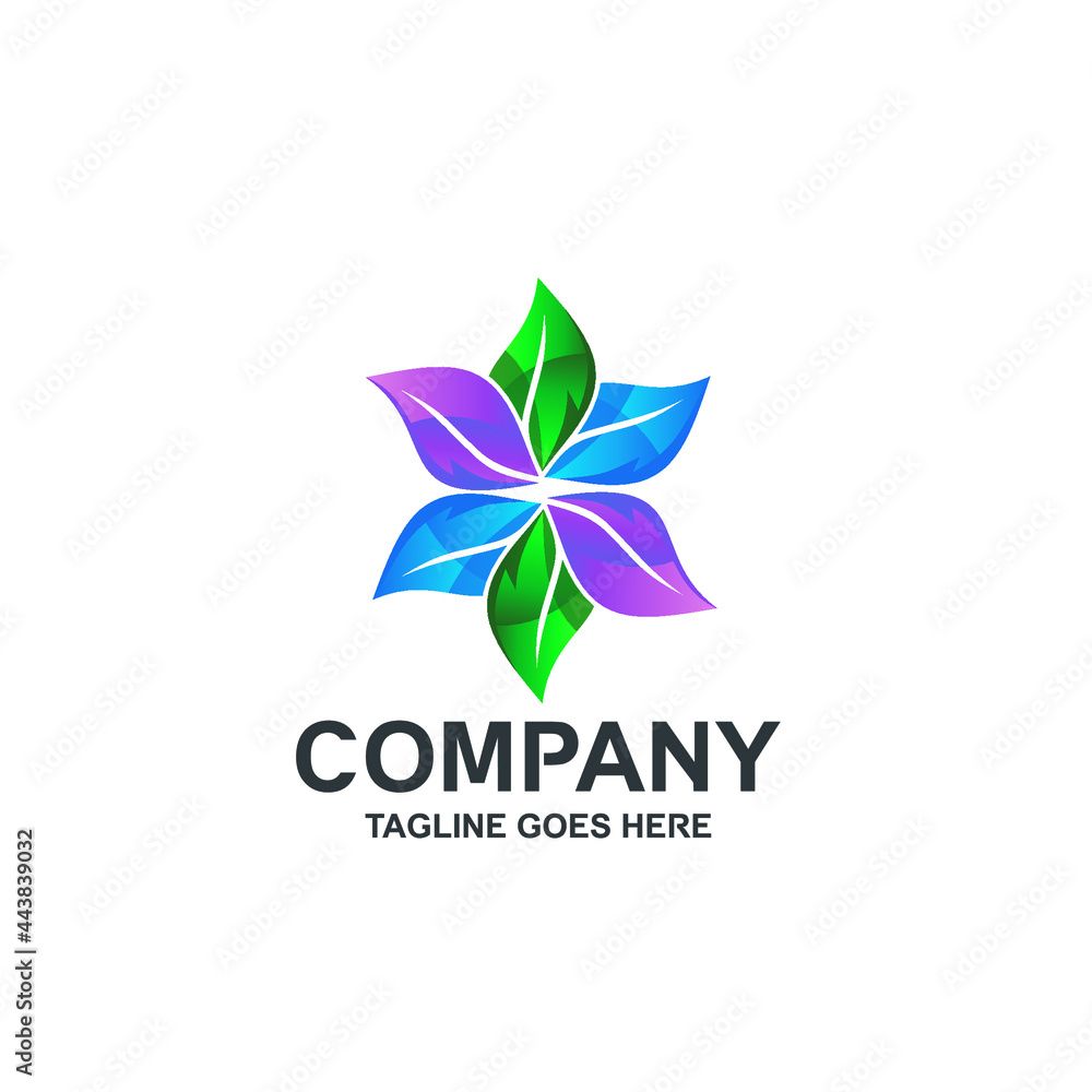 Colorful leaves logo design in vector