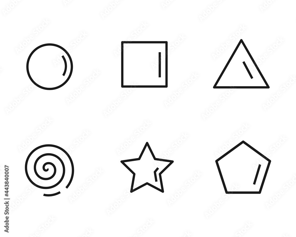 Drawing tools basic shape icon set. Vector line art design Stock Vector ...