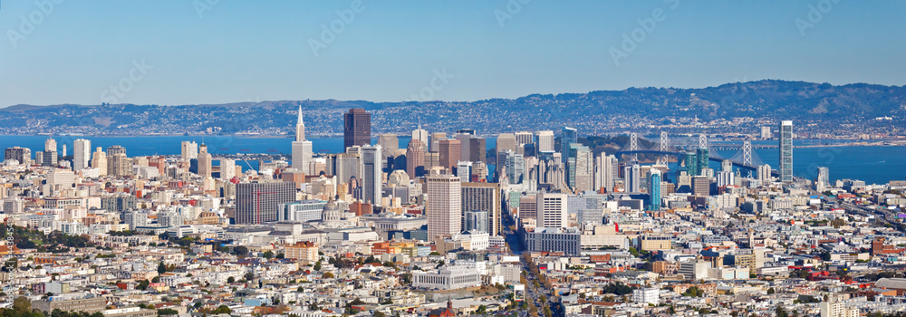 Panoramic cityscape of San Francisco at sunny day, San Francisco, USA Panoramic cityscape of San Francisco at sunny day, San Francisco, USA