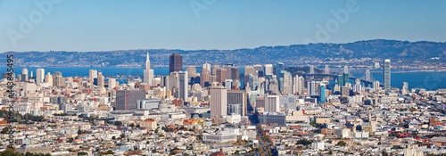 Panoramic cityscape of San Francisco at sunny day  San Francisco  USA