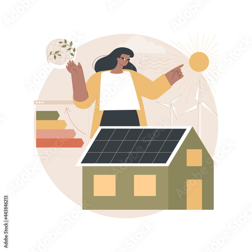 Passive house abstract concept vector illustration. Passive house standarts, heating efficiency, reducing ecological footprint, energy saving technology, sustainable home abstract metaphor.