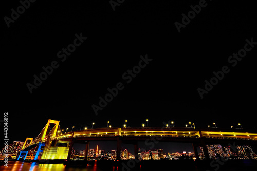 colorful bridge with xmas rainbow lights on