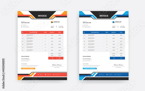 Abstract Minimal business invoice template design, Professional corporate invoice template