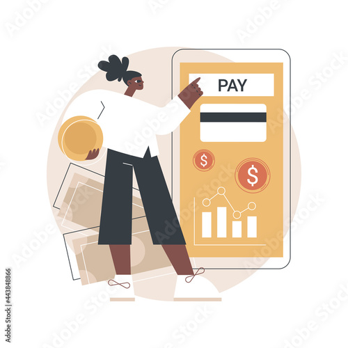 Bank account abstract concept vector illustration. Personal bank account, savings deposit, online banking, credit card details, opening service, corporate offshore, visit office abstract metaphor.
