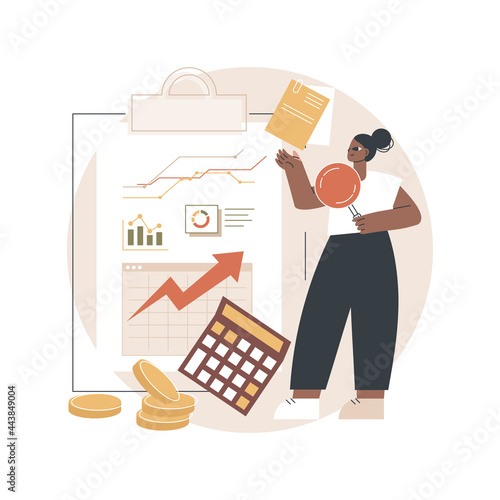 Audit service abstract concept vector illustration. Accounting firm, financial management service, internal audit, consulting company, business examination, administration abstract metaphor.