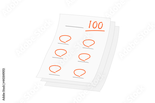 100点の答案用紙　ベクターイラスト