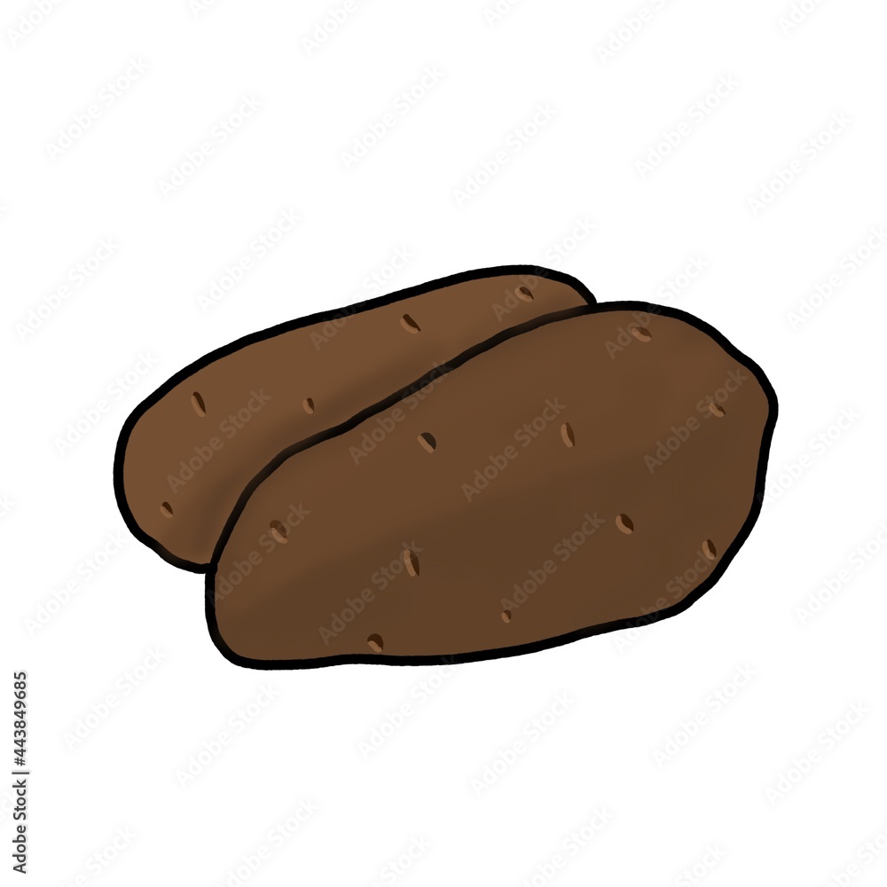 An illustration of two brown potatoes on a white background. Ideal for prints, fabric drawing, wallpaper, background, menu, leaflets, brochures, booklets, postcards, invitations An illustration of two brown potatoes on a white background. Ideal for prints, fabric drawing, wallpaper, background, menu, leaflets, brochures, booklets, postcards, invitations