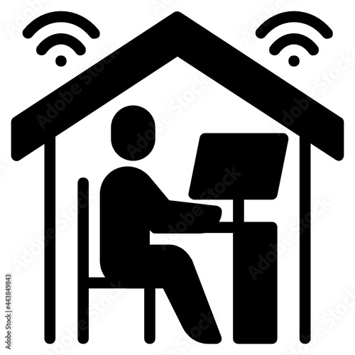 work from home glyph icon