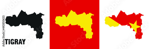Tigray Symbol of Nation. Region in Ethiopia Africa. Vector Illustration. Flag and Map. photo