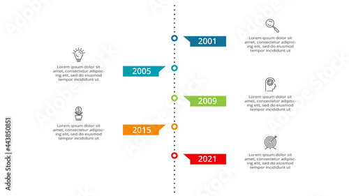 Timeline with 7 elements, infographic template for web, business, presentations, vector illustration