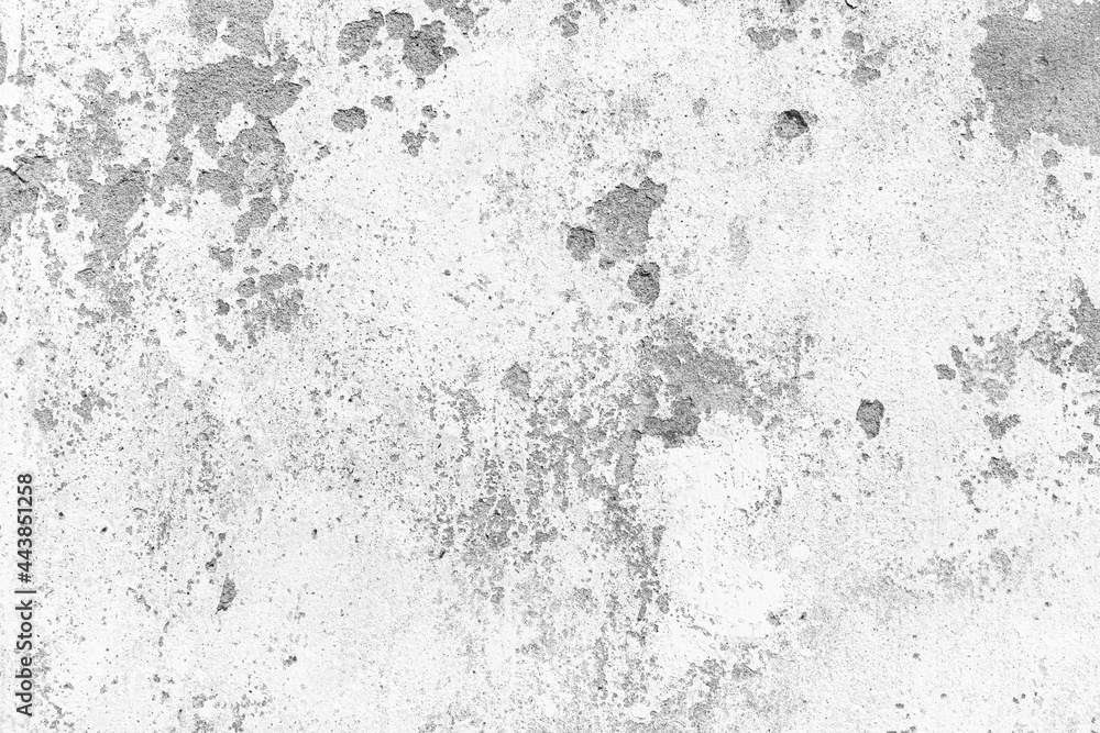Fototapeta premium Old cement wall painted white, peeling paint texture and background