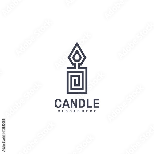 Geometric Candle Logo. Vector Design.