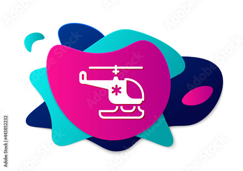 Color Rescue helicopter icon isolated on white background. Ambulance helicopter. Abstract banner with liquid shapes. Vector