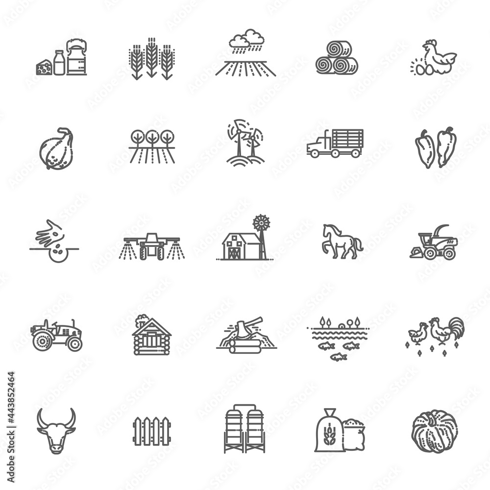 Set of Agriculture and Farming Line Icons Set of Agriculture and Farming Line Icons
