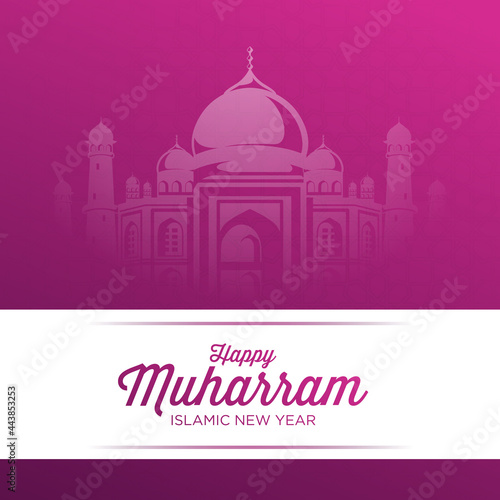 happy muharram islamic new year festival background. good for banner, background, greeting card, wallpaper, template, flyer, post