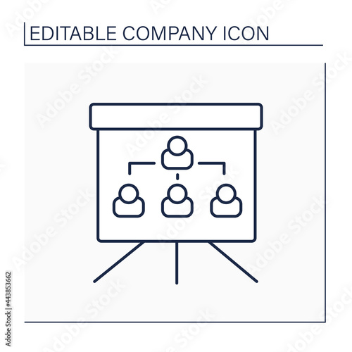 Organization chart line icon. Company internal structure. Divide roles, responsibilities between individuals within an entity.Company concept. Isolated vector illustration. Editable stroke